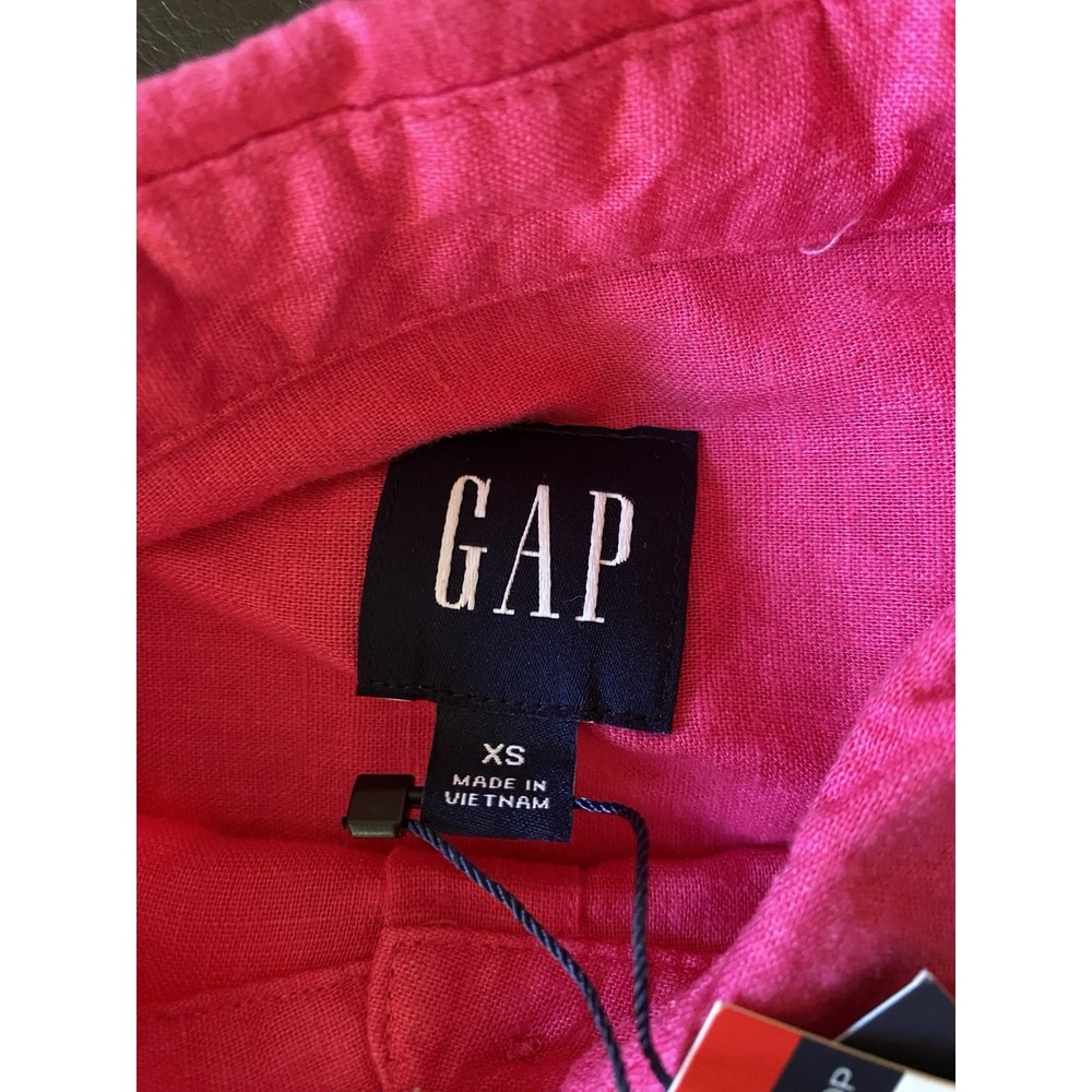 GAP Linen Blend‎ Button Up Shirt Womens XS Hot Pink Long Sleeve Tunic Top Beachy - Picture 6 of 16
